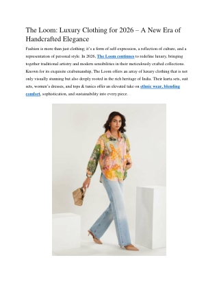 Luxury Clothing 2026 – A New Era of Handcrafted Elegance