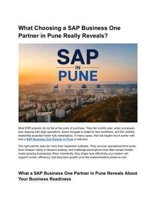 What Choosing a SAP Business One Partner in Pune Really Reveals
