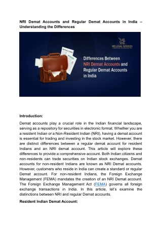 NRI Demat Accounts and Regular Demat Accounts in India – Understanding The Diffe