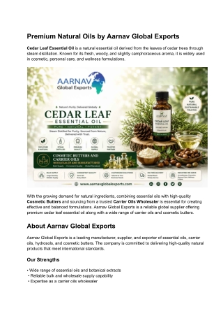 Premium Natural Oils by Aarnav Global Exports