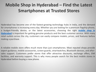 Mobile Shop in Hyderabad – Find the Latest Smartphones at Trusted Stores