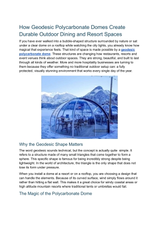 How_ G_eodesic Po_lycarbona_te_ Dome_s Cre_at_e Durable Outdoor_ Din_i_ng and Re_sort_ Spaces