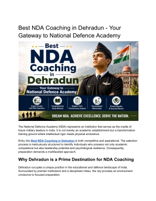 Best NDA Coaching in Dehradun – Your Gateway to National Defence Academy