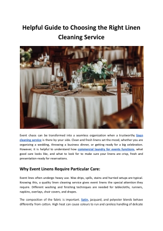 Helpful Guide to Choosing the Right Linen Cleaning Service - Hello Laundry