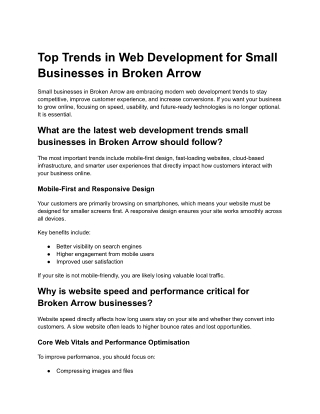 Top Trends in Web Development for Small Businesses in Broken Arrow