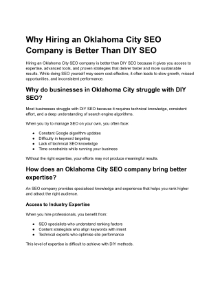 Why Hiring an Oklahoma City SEO Company is Better Than DIY SEO