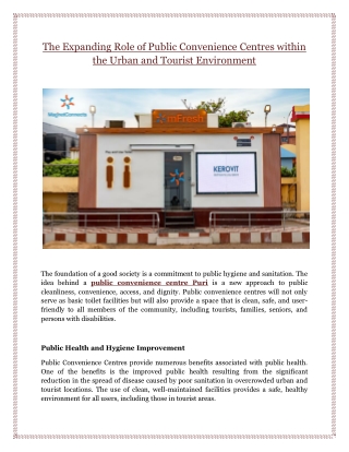 The Expanding Role of Public Convenience Centres within the Urban and Tourist Environment