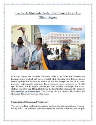 Top Facts Students Prefer BSc Course Over Any Other Degree