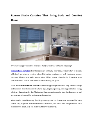 Roman Shade Curtains That Bring Style and Comfort Home