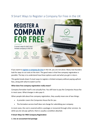 9 Smart Ways to Register a Company for Free in the UK