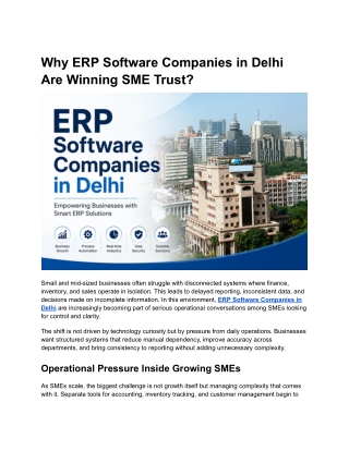 Why ERP Software Companies in Delhi Are Winning SME Trust