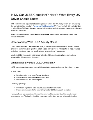 Is My Car ULEZ Compliant_ Here’s What Every UK Driver Should Know