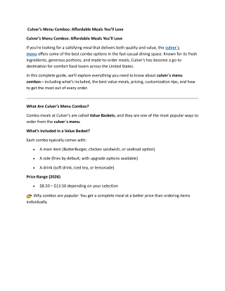 Culver`s Menu Guide: Top Meals You Need to Try