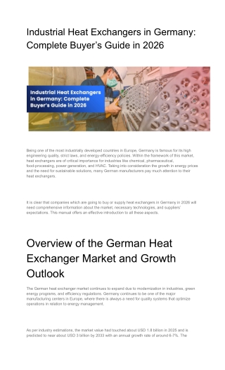 Industrial Heat Exchangers in Germany: 2026 Guide