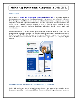 Mobile App Development Companies in Delhi NCR