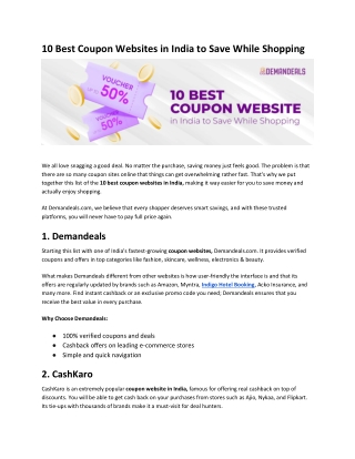10 Best Coupon Websites in India to Save While Shopping