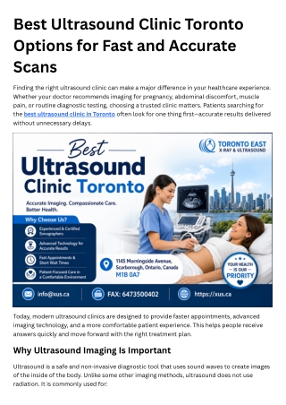 Best Ultrasound Clinic Toronto Options for Fast and Accurate Scans