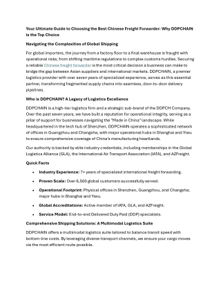 Your Ultimate Guide to Choosing the Best Chinese Freight Forwarder