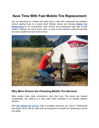 Save Time With Fast Mobile Tire Replacement
