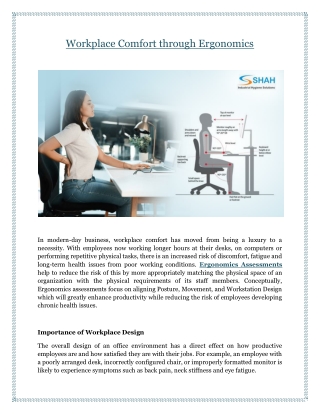 Workplace Comfort through Ergonomics