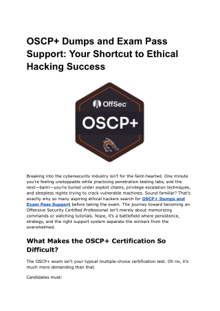 OSCP  Dumps and Exam Pass Support_ Your Shortcut to Ethical Hacking Success