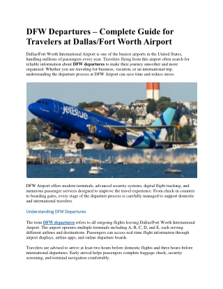 DFW Departures – Complete Guide for Travelers at Dallas Fort Worth Airport