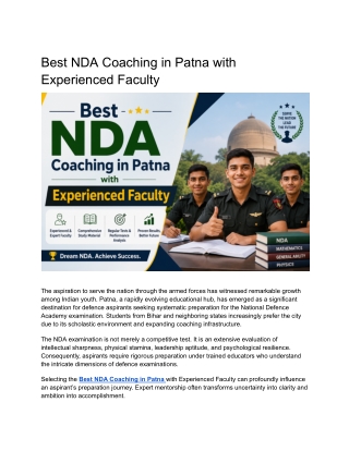 Best NDA Coaching in Patna with Experienced Faculty