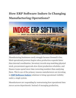 How ERP Software Indore Is Changing Manufacturing Operations