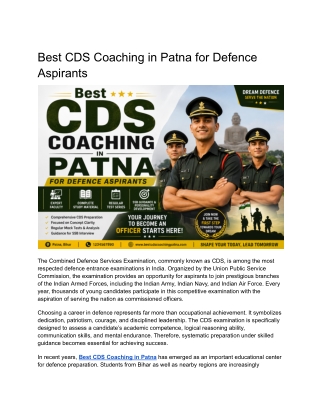 Best CDS Coaching in Patna for Defence Aspirants