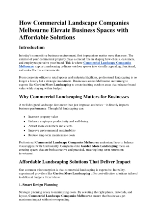 How Commercial Landscape Companies Melbourne Elevate Business Spaces with Affordable Solutions