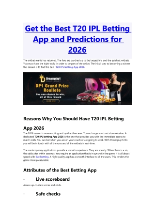 Get the Best T20 IPL Betting App and Predictions for 2026