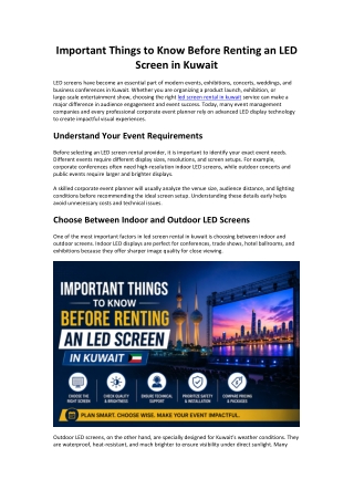 Important Things to Know Before Renting an LED Screen in Kuwait