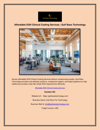 Affordable DOH Clinical Costing Services