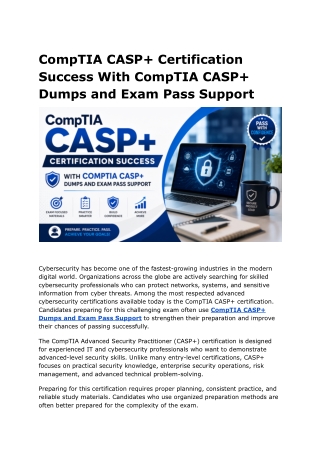 CompTIA CASP  Certification Success With CompTIA CASP  Dumps and Exam Pass Suppo