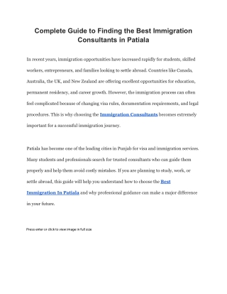 Best Immigration Consultants in Patiala
