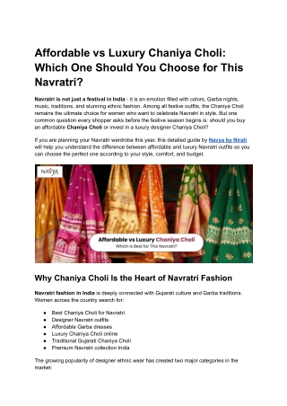 Affordable vs Luxury Chaniya Choli_ Which One Should You Choose for This Navratri