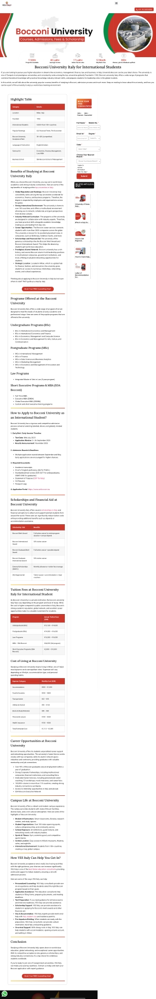 Study at Bocconi University Italy