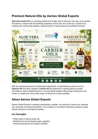 Premium Natural Oils by Aarnav Global Exports