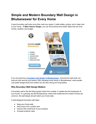 Simple and Modern Boundary Wall Design in Bhubaneswar for Every Home