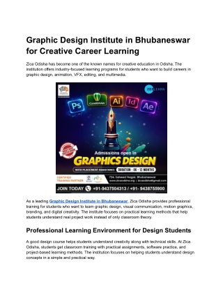Graphic Design Institute in Bhubaneswar for Creative Career Learning