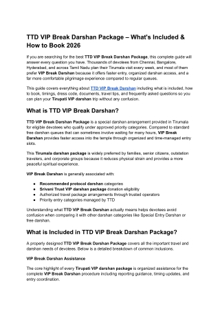 TTD VIP Break Darshan Package_ 5 Hidden Benefits You Should Know