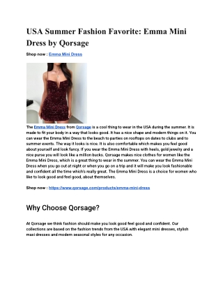USA Summer Fashion Favorite: Emma Mini Dress by Qorsage