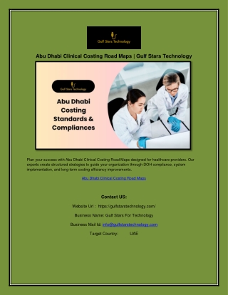 Abu Dhabi Clinical Costing Road Maps | Gulf Stars Technology