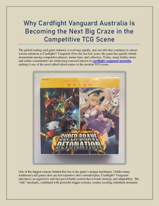 Why Cardfight Vanguard Australia Is Becoming the Next Big Craze