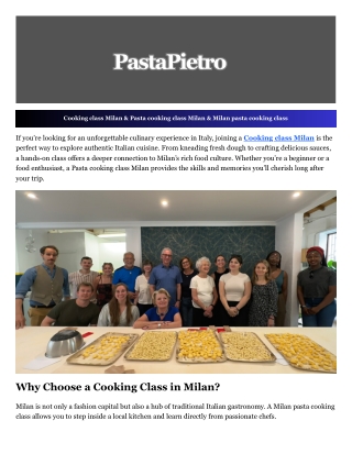 Cooking class Milan