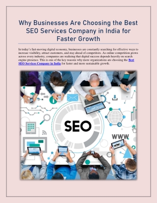 Why Businesses Are Choosing the Best SEO Services Company in India
