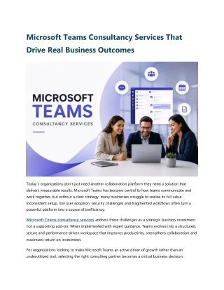 Microsoft Teams Consultancy Services That Drive Real Business Outcomes