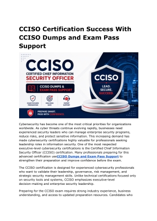 CCISO Certification Success With CCISO Dumps and Exam Pass Support