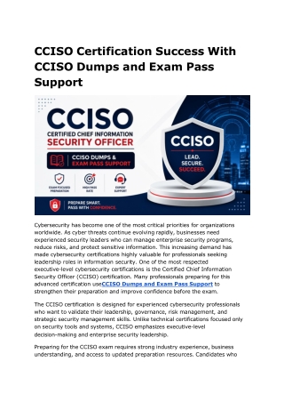 CCISO Certification Success With CCISO Dumps and Exam Pass Support