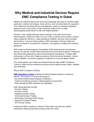EMC_Compliance_Testing_Dubai_Medical_Industrial_Devices